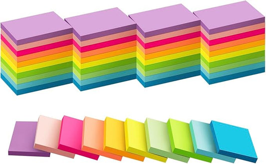 (50 Pads) Sticky Notes 1.5x2, 10 Colors Self Sticky Notes, Sticky Pads, Recyclable, Self-Stick Pads, Easy to Stick for Home, Office, Notebook-DeskLoop Office
