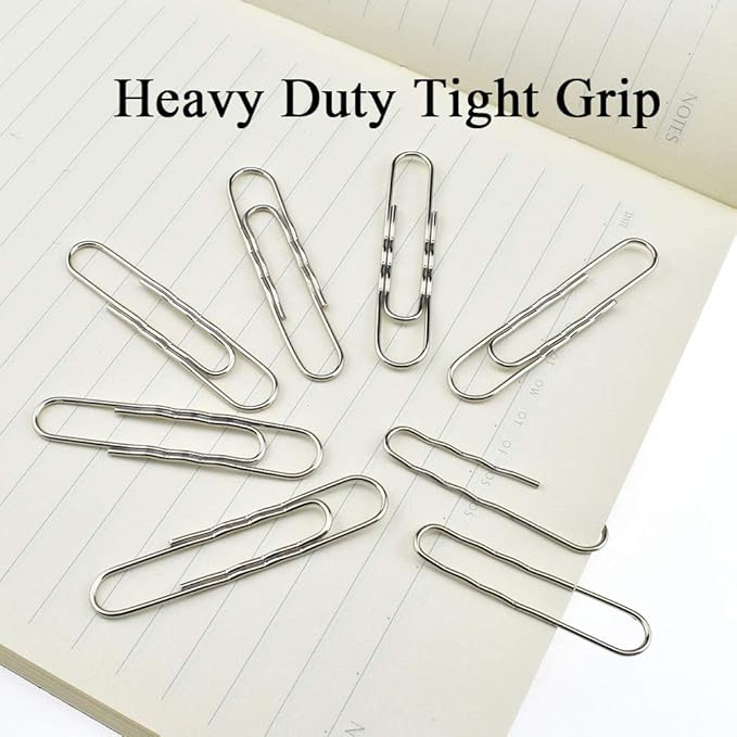 HAHIYO Paperclips Nonskid New Upgrade No Paper Scratch Large 2” Length Paper Clips with Curve Non Skid Heavy Duty Tight Grip Thick Rust Proof Reusable Metal Bright Silver for Home Office 90 Pack-DeskLoop Office