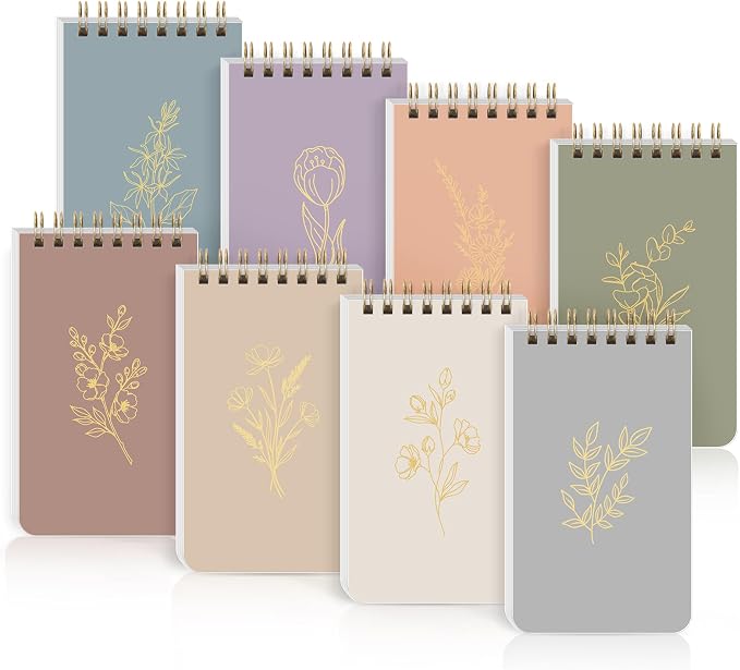 SKYDUE Pocket Notepads with Aesthetic Covers, Small Notebooks, Mini Spiral by SKYDUE