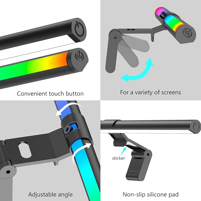 RGB Monitor Light Bar, Eye-Care Dual Light Reading Screen Lamp, 9 Modes Gaming - Image 6