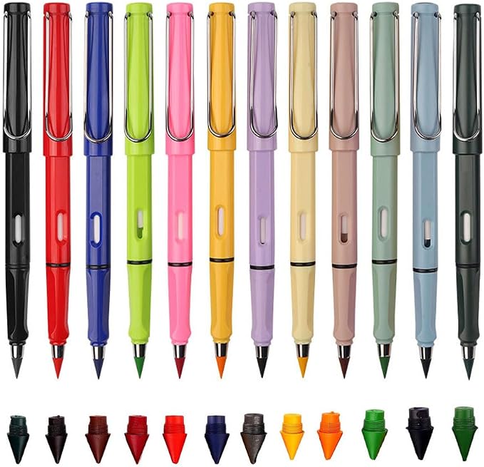 12 Sets Everlasting Pencil, Infinity Pen, NO-Sharpening Pencils by JGYXQYD