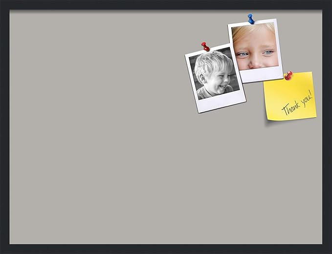 PinPix 32x24 Inch Cork Bulletin Board. This Decorative Framed Pin Board Comes with Dark Stone Design and a Satin Black Frame. Ideal for Home Office Decor or Message Board (PinPix-1808)-DeskLoop Office