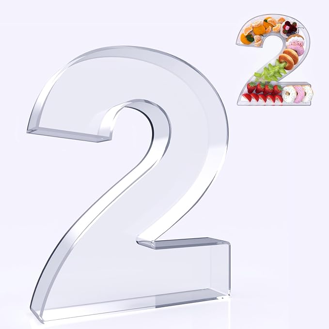 11" Acrylic Number Charcuterie Board Box, Reusable Fillable Number Cake Candy by RUFHVTY