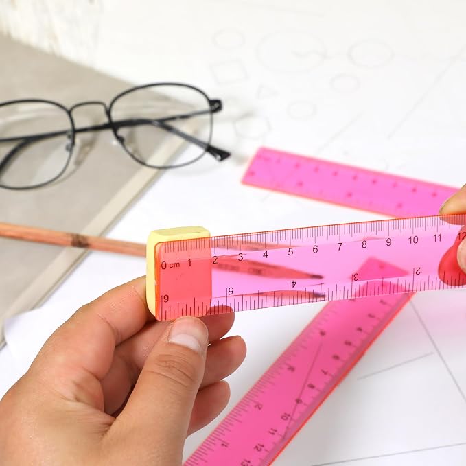 Ruler 6 Inch, 3 Pack Ruler Set Plastic Straight Ruler Transparent Measuring - Image 4