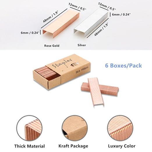 Rose Gold Staples 26/6 Standard Stapler Refill Rosegold 12mm Width #12 Staples - Image 2