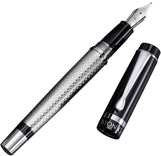 Webson Gill ‘The Raider’ Silver Luxury Executive Fountain Pen, Polished Lacquer by WebsonGill