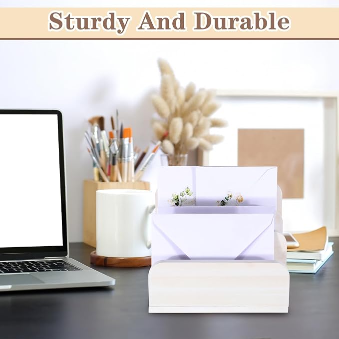 Briwooody Wooden Mail Organizer 3 Slots Mail Holder - Image 4