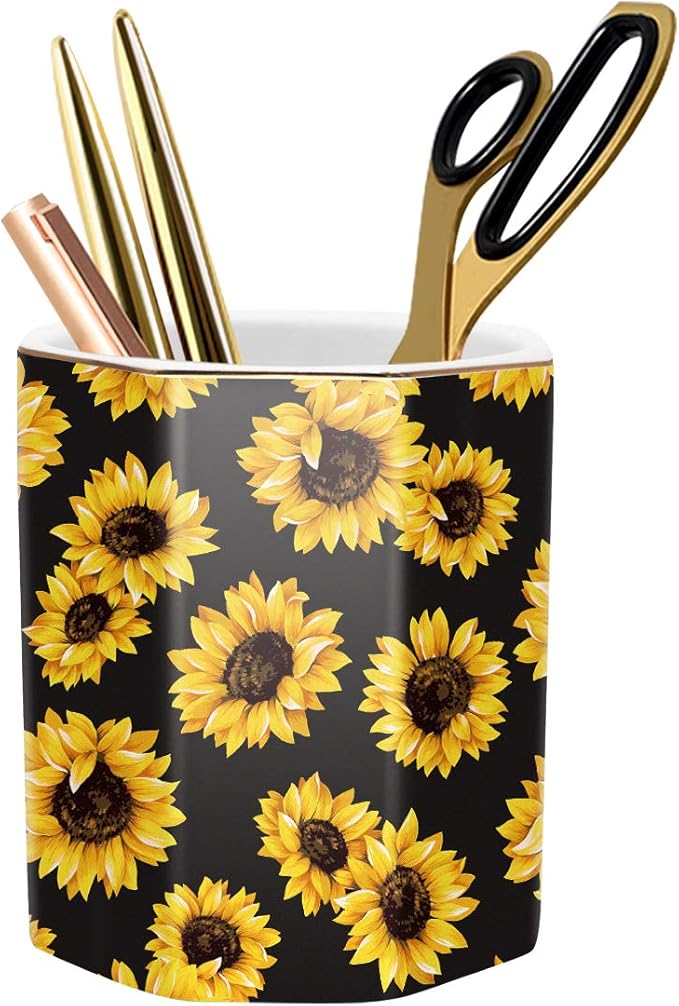 Pen Holder, Pencil Holder for Desk Floral Pattern Pencil Cup for Girls Kids by WAVEYU