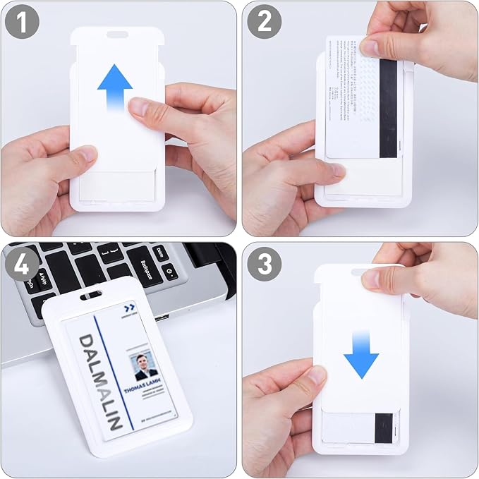 15 Pack Sliding ID Badge Holder Vertical Hard Plastic Card Case Protector Pouch - Image 4