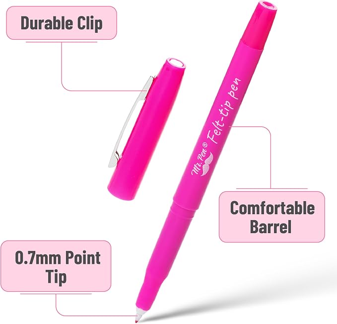 Mr. Pen- Felt Tip Pens, 12 Pack, 0.7 mm, Colorful Felt Tip Pens, Fast Dry | No - Image 3