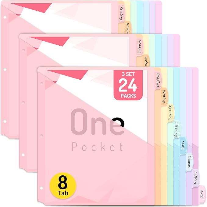 Forvencer 24 Count Dividers for 3 Ring Binder, 8 tabs Binder Dividers by Forvencer