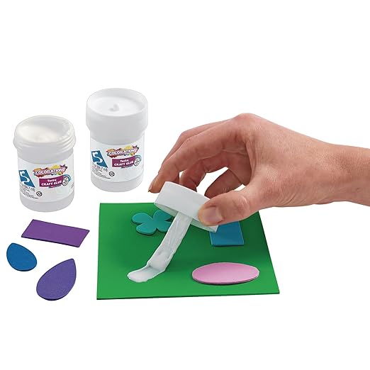 Colorations® Tacky Craft Glue Classroom Pack Jars, Each with Built in Brush Applicator, Set of 12, Each 3oz, Thick & Strong Tacky Glue, Dries Clear, Use at School, Home, Office & Craft Projects-DeskLoop Office
