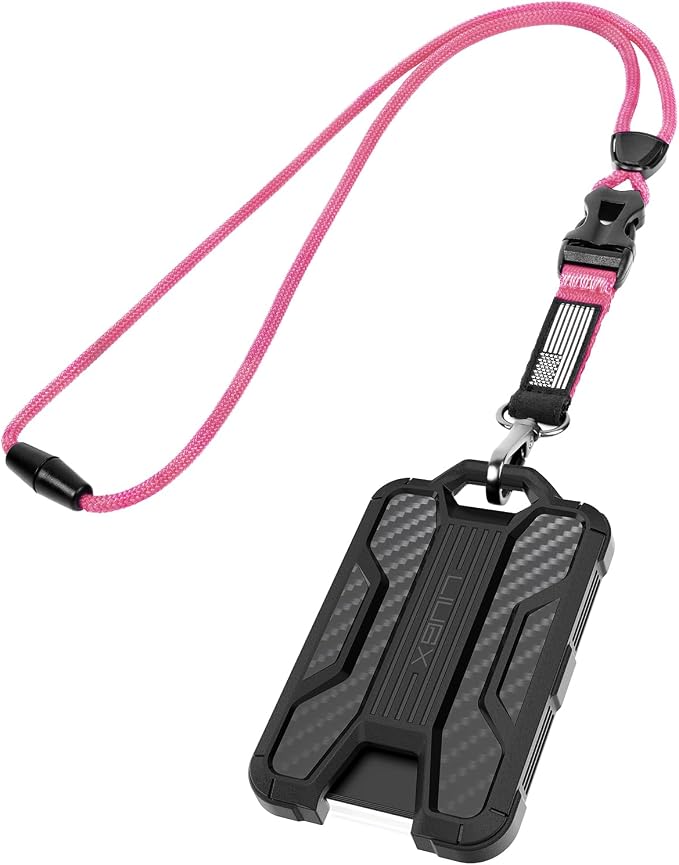 LIUGX Badge Holder with Heavy Duty Breakaway Lanyard, Carbon Fiber-Texture by LIUGX