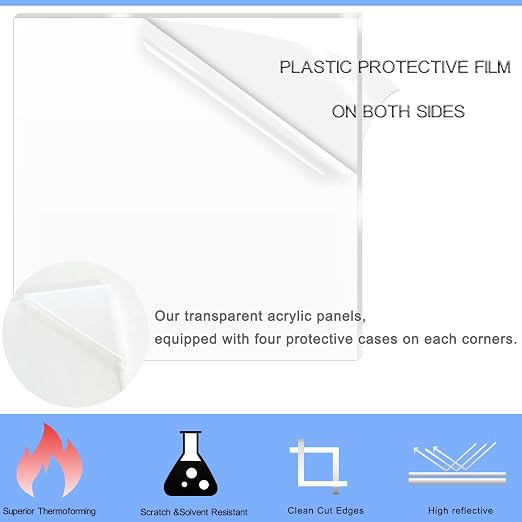 4 Pack 16x20 Inch Acrylic Sheet 1/8" Thick, Cast Acrylic Sheet, - Image 3