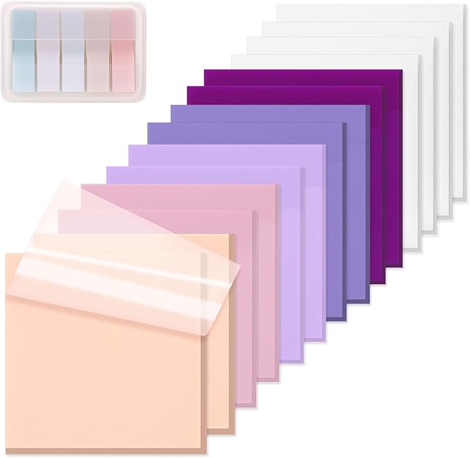 ‎SYMDROMIA Transparent Sticky Notes, 800 Sheets Lavender Purple by SYMDROMIA