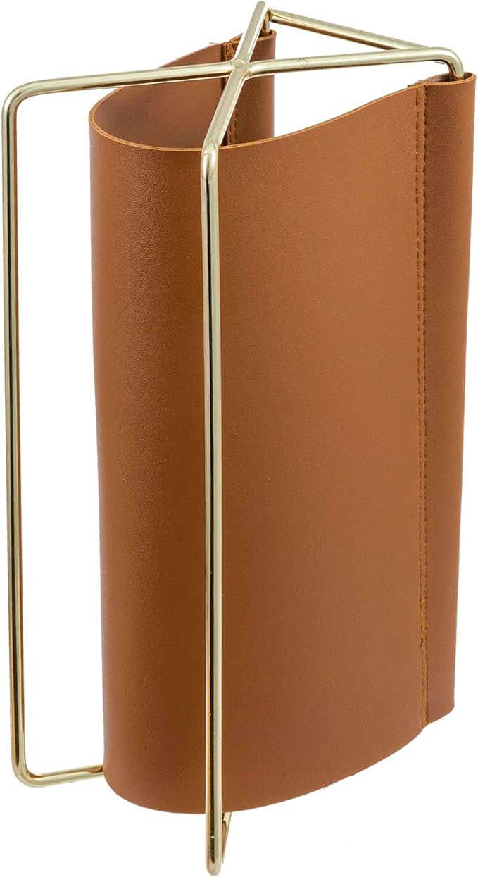 MyGift 10 Inch Mid Century Caramel Leatherette Mail Sorter Letter Holder Rack - Image 7