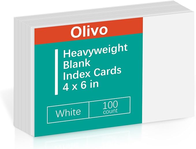 Blank Index Cards 4x6 Unlined Unruled Flash Note Cards 4" x 6", 220 GSM Heavy by Unknown