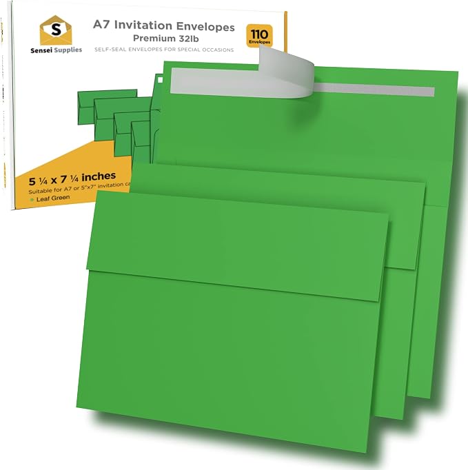 110 5x7 Leaf Green Invitation Envelopes by SenseiSupplies