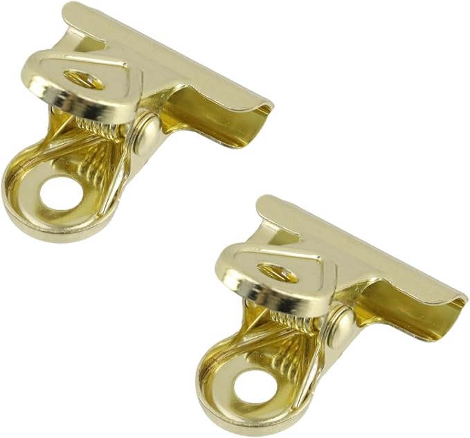 Xiaoyztan Mini Clips, 20mm Wide Gold Bulldog Clips Paper Clip Binder Bull Clip - Image 3