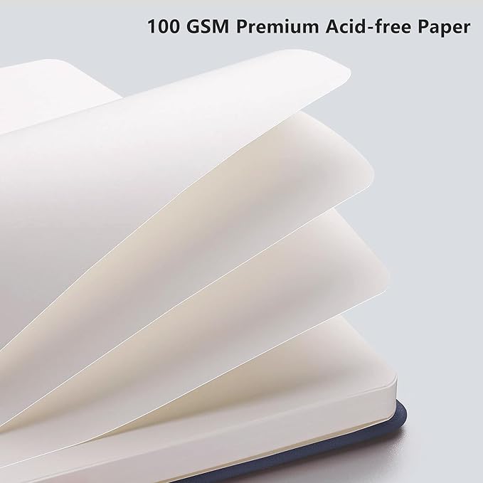 RETTACY Blank Journal Notebook, 192 Pages, A5 Medium Size (5.7'' x 8.3''), Leather Hardcover, 100 GSM Thick Paper, for Sketching, Drawing, Painting (Navy Blue)-DeskLoop Office