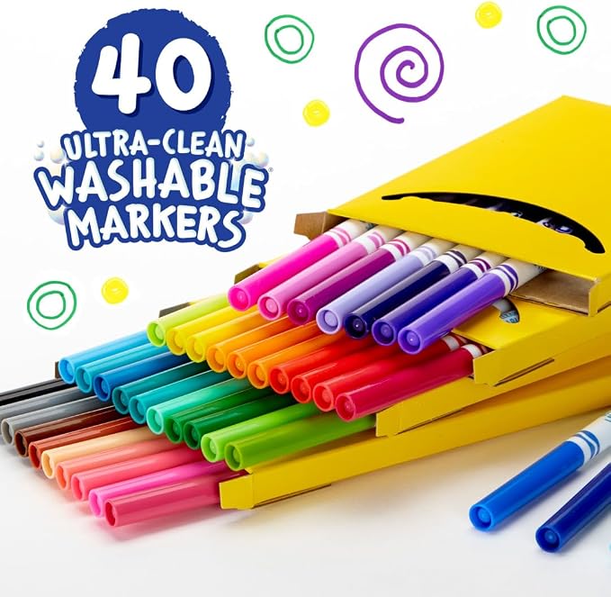 Crayola Ultra Clean Fine Line Washable Markers, School Supplies, Classroom - Image 3