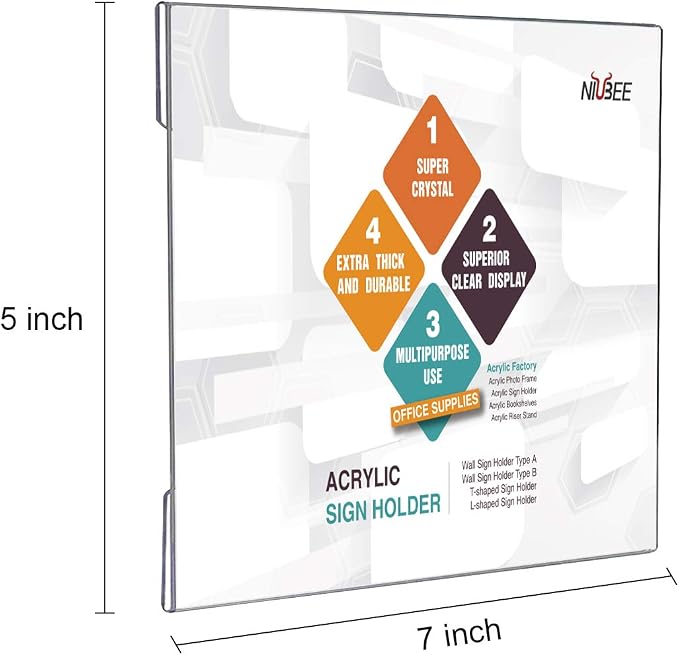 Niubee 5x7 inch Wall Mount Acrylic Sign Holder - Image 2