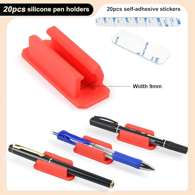 20 Pack Silicone Pencil Holders, Adhesive Pen And Marker Holders, Wall - Image 4