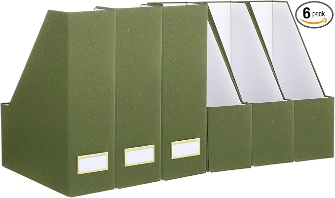 Gueevin Set of 6 Magazine File Holders, Sturdy Cardboard Desk Magazine Organizer by Gueevin