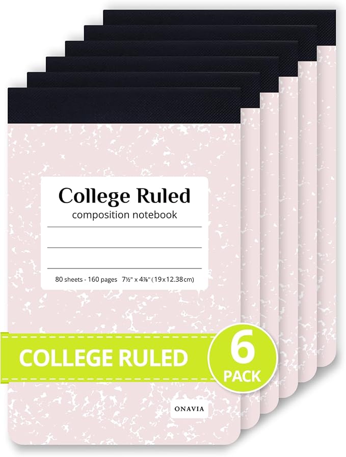 ONAVIA Pink Mini Composition Notebooks, College Ruled, 160 Pages, 6 Pack | 4.75 by ONAVIA