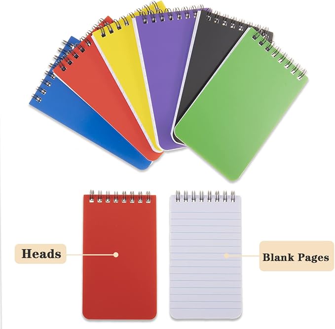 QiCheng 6pacs Pocket Notebook Mini Notepad Small Spiral Notebooks 3X5Inch | - Image 4