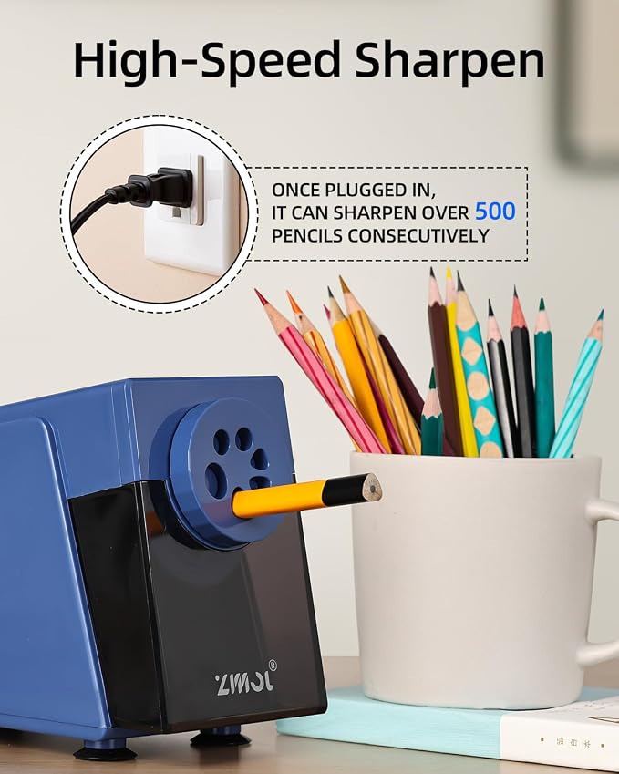 ZMOL Heavy Duty Electric Pencil Sharpener, 6-Hole Classroom Pencil Sharpener - Image 6