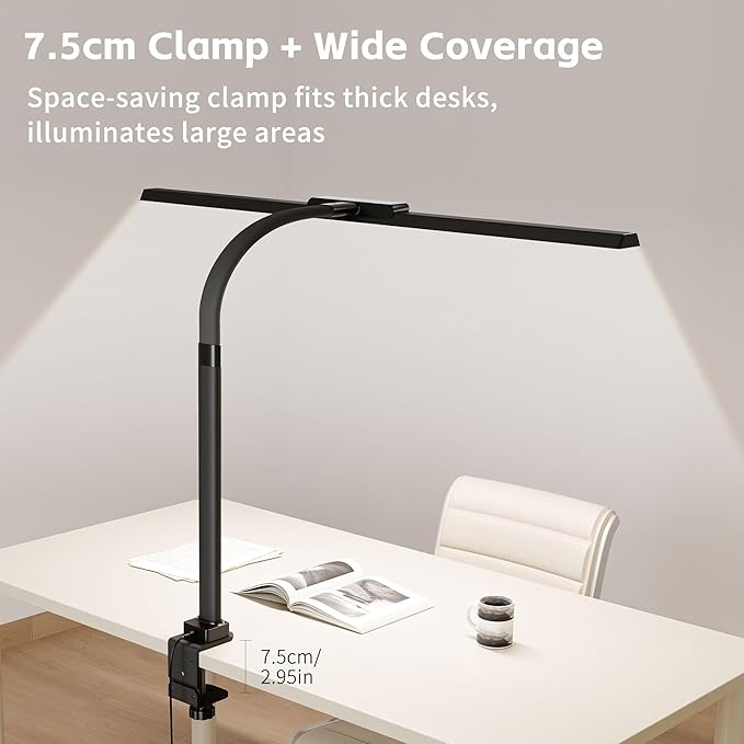 Architect Desk Lamp with Clamp, Eye-Caring Clip on Desk Lights - Image 6