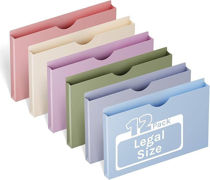 ANSOOK Plastic File Jackets File Pockets, 12 Pack Project File Folders by Ansook