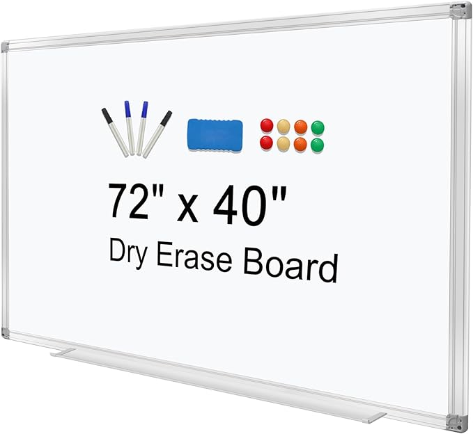 H-Qprobd Dry Erase Board for Wall 72"x40" Aluminum Presentation Magnetic Whiteboard with Long Pen Tray, Wall-Mounted White Board for School, Office and Home-DeskLoop Office