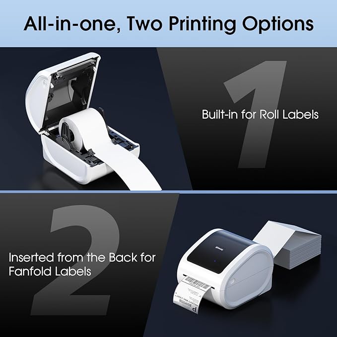 Bluetooth Shipping Label Printer 4x6 - D520BT Bluetooth Thermal Label Printer for Small Business， Shipping Packages, Compatible with USPS, Shopify, Amazon-DeskLoop Office