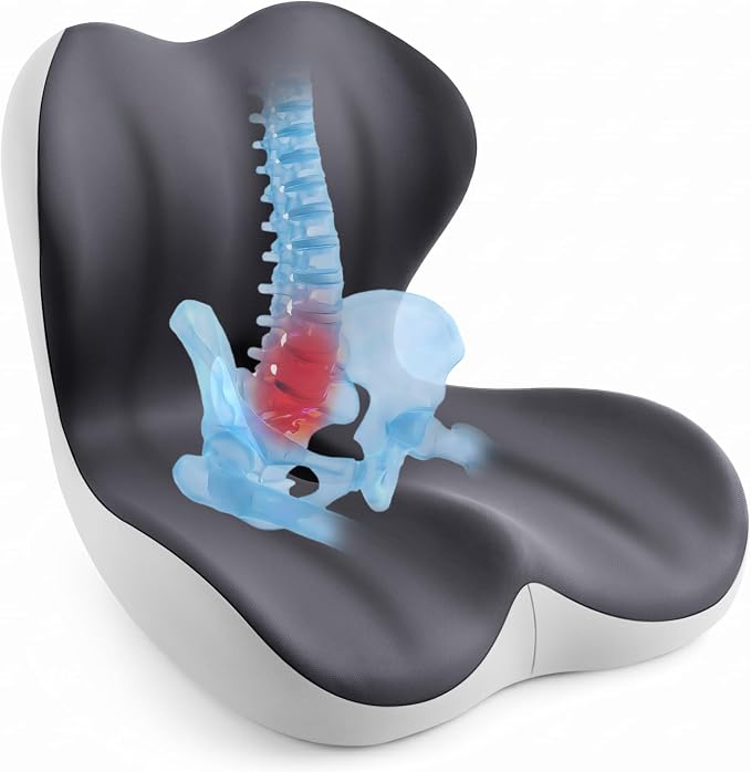 Back and Seat Cushion for Office, Back & Tailbone Pain Relief, Raised Cushion by Unknown