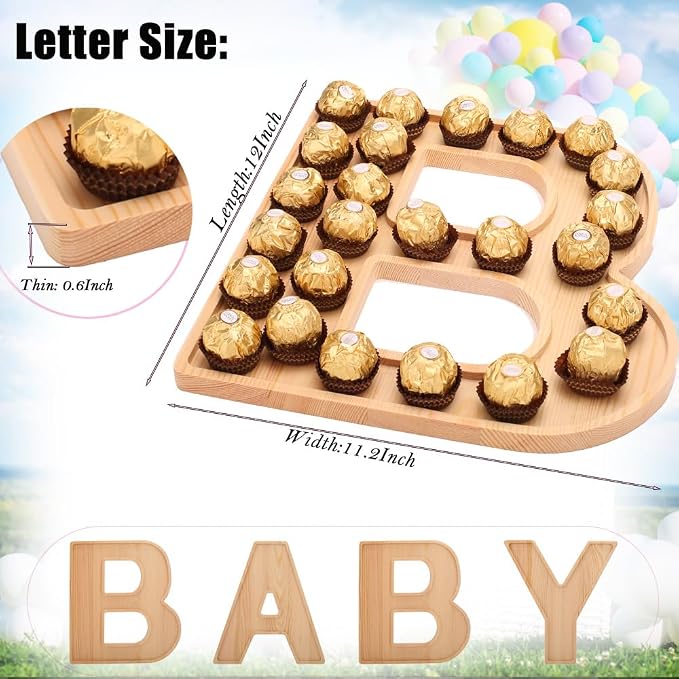 4PCS Charcuterie Letters 12” Fillable Cardboard Letters “Baby” Tray - Image 2