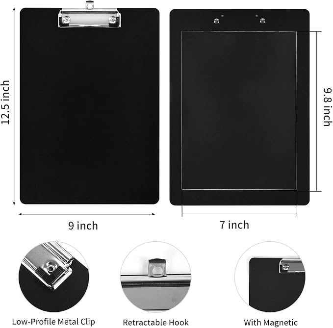 4 Pieces Magnetic Clipboards Black Clip Board - Image 2