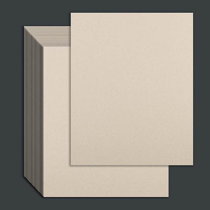 25 Pcs Book Board, Binder Board, Cover Board, Heavy Duty Chipboard for Book Binding, DIY Cardboard (Gray, 10 x 12.5 Inch 80PT)-DeskLoop Office