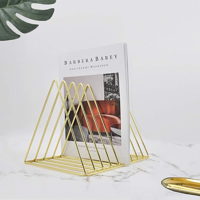 EASEPRES Gold File Holder Organizer, Triangle Record Album Holder Magazine Wire - Image 2