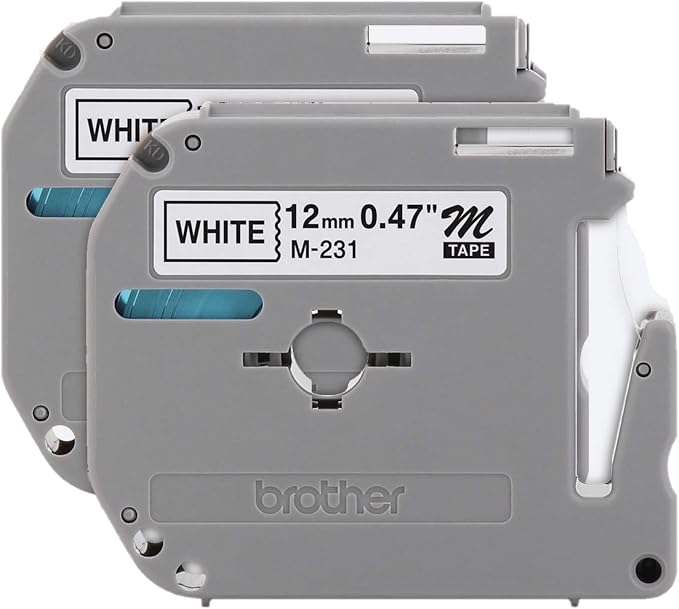 Brother Genuine P-Touch M-2312PK Tape, 2 Pack, 1/2" Wide Standard Non-Laminated by Brother