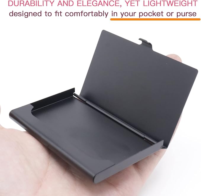2-Pack Black Aluminum Business Card Holder Slim Flip Pocket Case | aluminum - Image 4