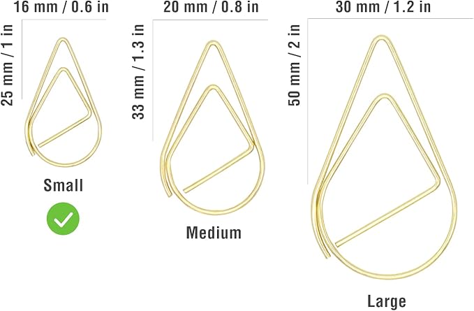 DEEDYGO 250 PCS Gold Paper Clips, Teardrop Paperclips, 1 Inch | Cute, Stainless - Image 2