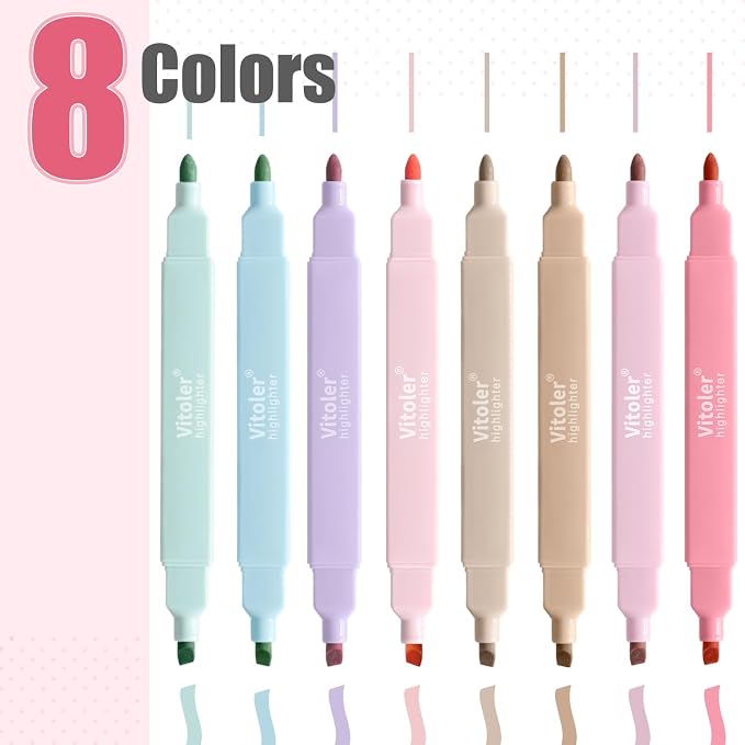 Vitoler 8pcs Aesthetic Highlighters, Chisel & Fine Tips Bible Highlighters | - Image 2