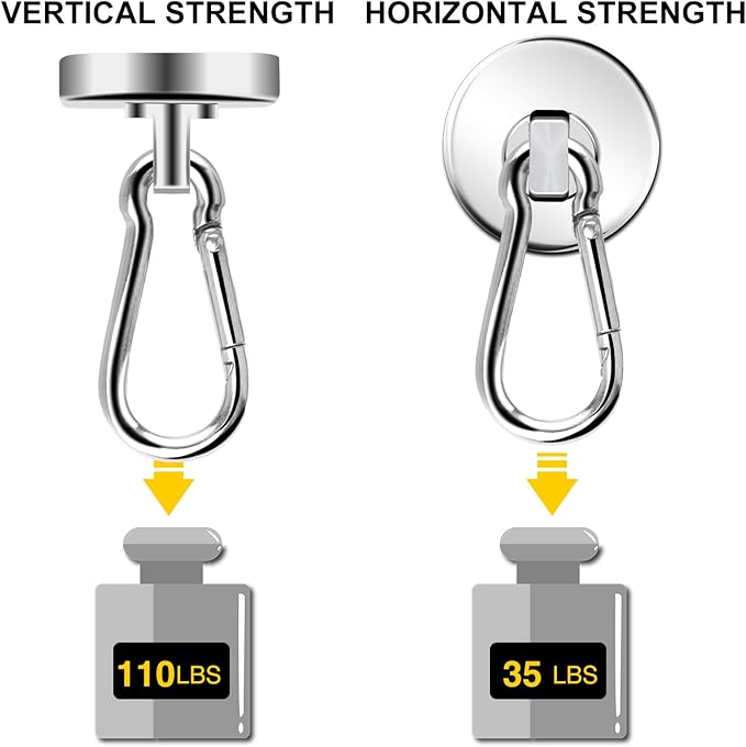 DIYMAG Magnetic Hooks, 15 Pack 110LBS Heavy Duty Neodymium Magnet Hooks | - Image 5