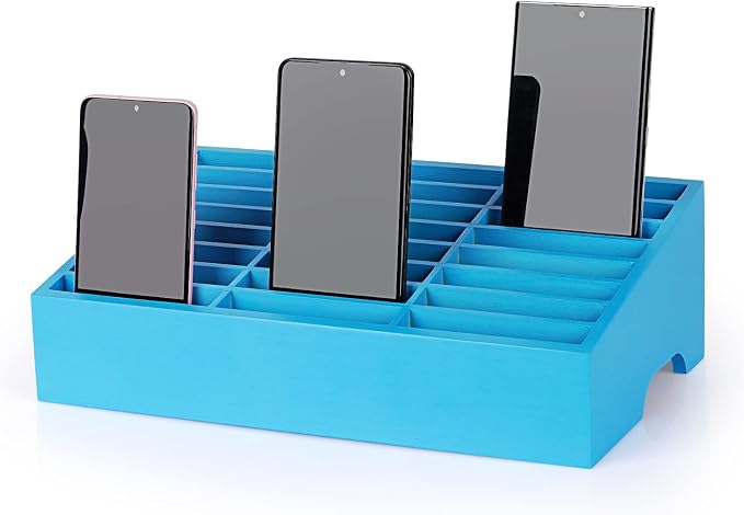 24-Grid Wooden Cell Phone Holder Desktop Organizer Storage Box by Ozzptuu