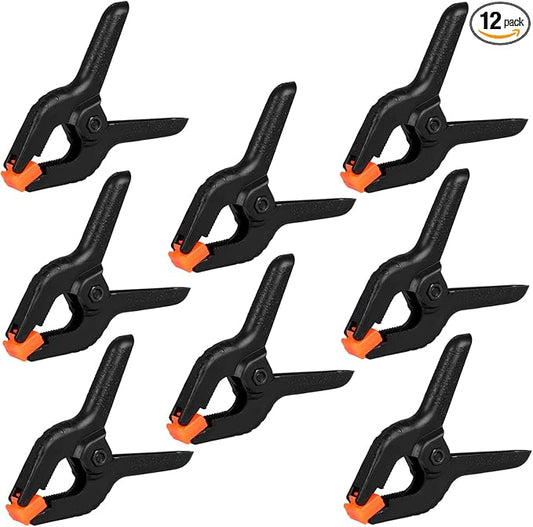 12 Pack Plastic Spring Clamps, 3.5inch Small Heavy Duty Clips by Romeda