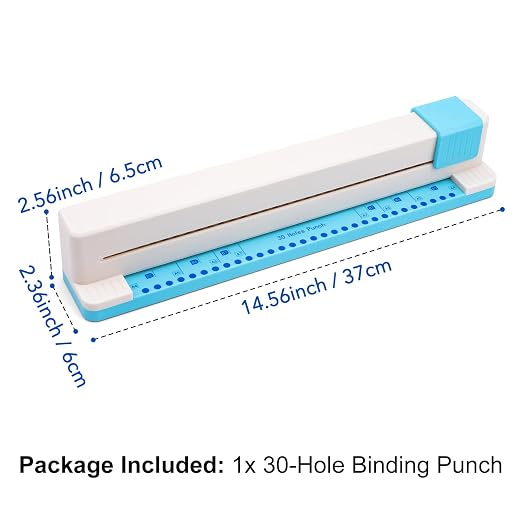 30 Holes Binding Punch, Loose Leaf Paper Punch Machine, Portable Hand Pushed - Image 2