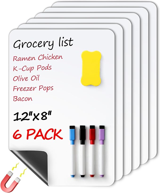 6 Pack Magnetic Dry Erase Board Sheet by VITEVER