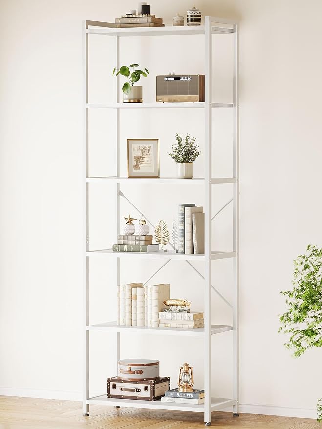 Casaottima Book Shelf, 6 Tier Tall Bookshelf, Modern Wood Bookcase Shelves by Casaottima